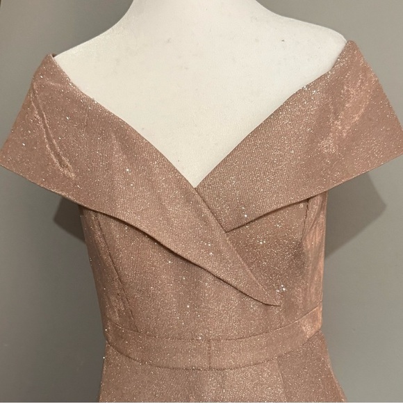 Xscape Strapless Glittering Gown in Gold - Picture 2 of 6
